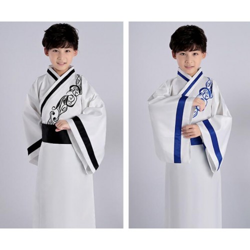 Hanfu boy kids children warrior drama cosplay robe stage performance korean japanese kimono dresses chinese folk robes dresses